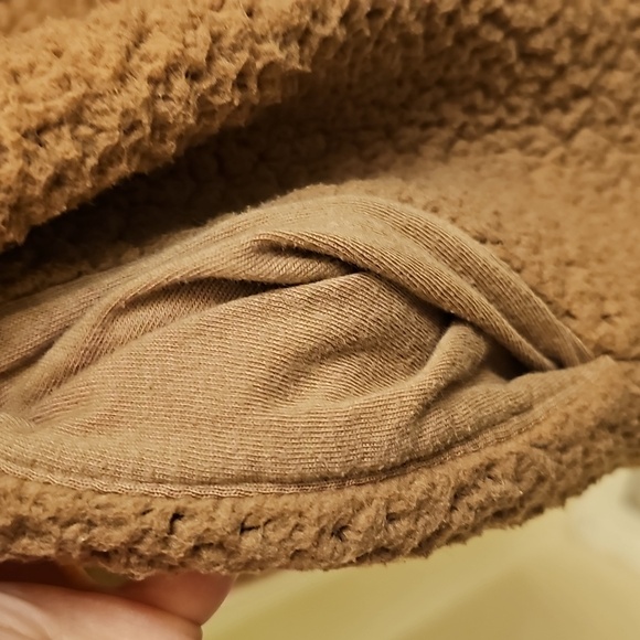 🤎🤎Victoria's Secret Pink Varsity Cozy Brown Half Zip Sherpa Hoodie - Picture 9 of 13